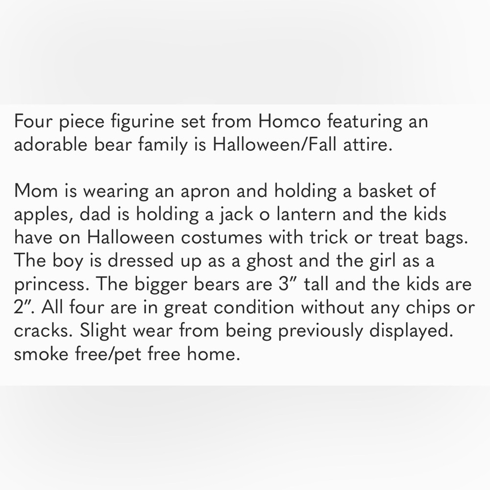 Homco #5209 Miniature Fall/Halloween Bear Family - Picture 5 of 5